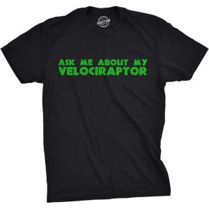 Ask Me About My Raptor Flipover T-Shirt – Funny Dinosaur Flip Up T-Shirt(Black)