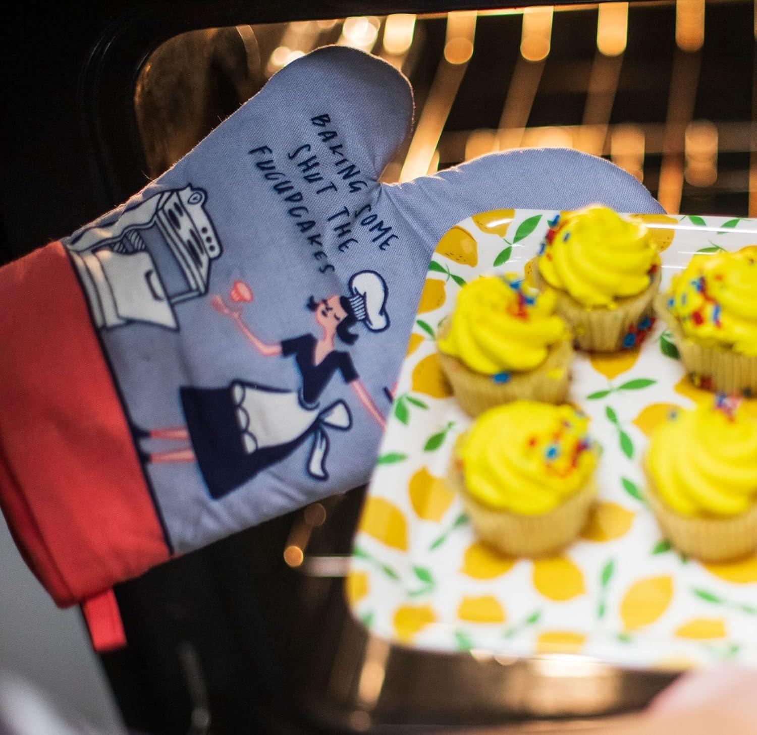 imageBaking Some Shut The Fucupcakes Oven Mitt Funny Shut Up Cupcakes Chef Kitchen Glove Funny Graphic Kitchenwear Cool Sarcastic Novelty Cookware Blue Oven MittOven Mitt