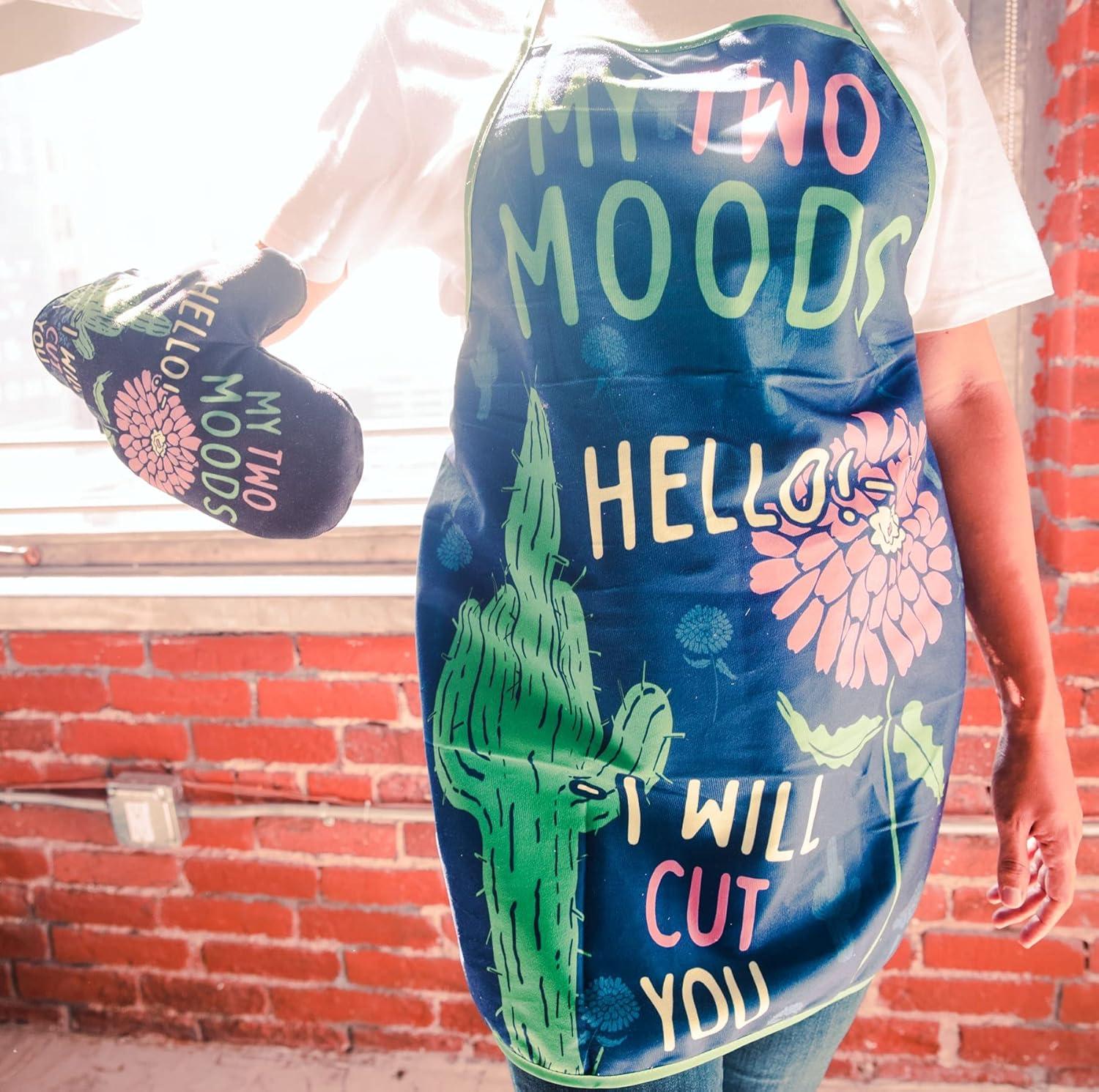 imageCrazy Dog TShirts My Two Moods Hello I Will Cut You Funny Flower Cactus Graphic Novelty Kitchen Accessories Funny Graphic Kitchenwear Introvert Cool Sarcastic Novelty Black Oven Mitt ApronOven Mitt