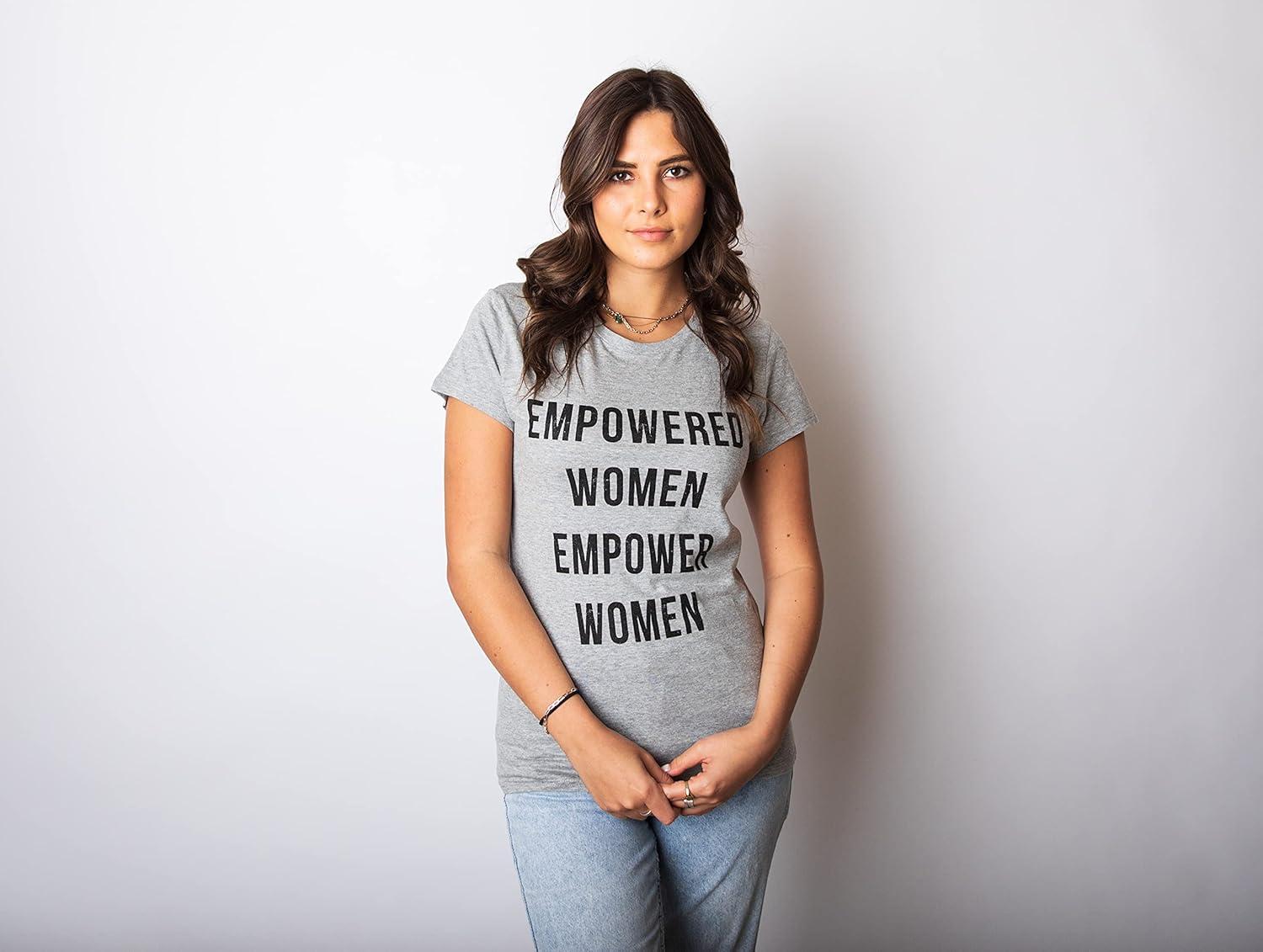 imageCrazy Dog TShirts Womens Empowered Women Empower Women TShirt Cool Lady Girl Power Feminism TeeHeather Light Blue