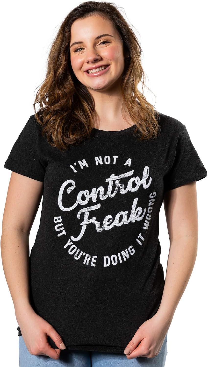 imageFunny Badass Womens T Shirts Cool Sarcastic Graphic Tees for Ladies with SassHeather Black Control Freak