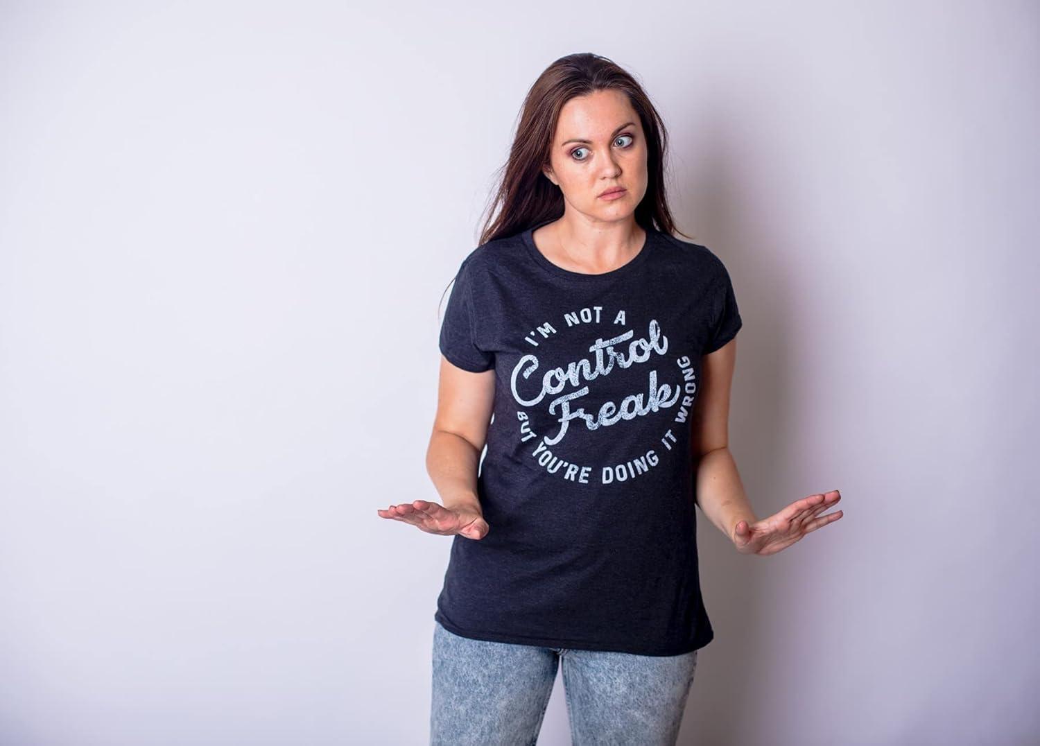 imageFunny Badass Womens T Shirts Cool Sarcastic Graphic Tees for Ladies with SassHeather Black Control Freak