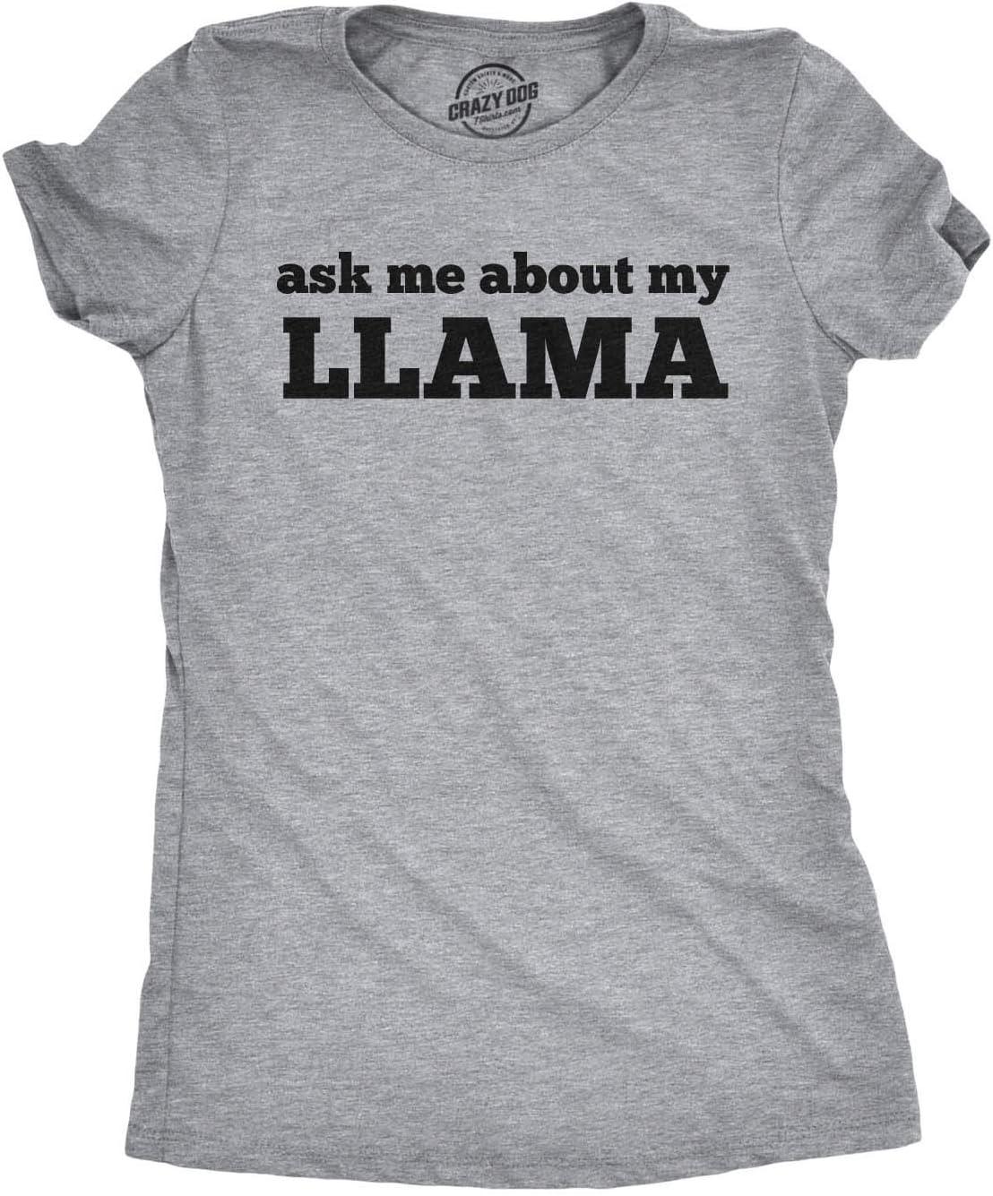 imageWomens Ask Me About My Llama T Shirt Funny Alpaca Flip Up Tee for LadiesLight Heather Grey