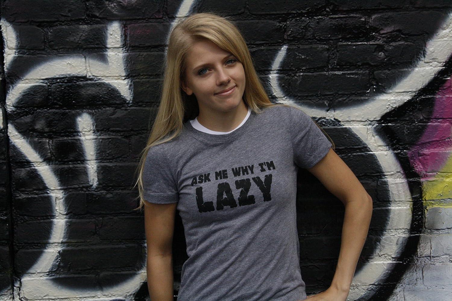 imageWomens Ask Me Why Im Lazy T Shirt Funny Flipup Sloth Zoo Animal Slim Fit TeeLight Heather Grey