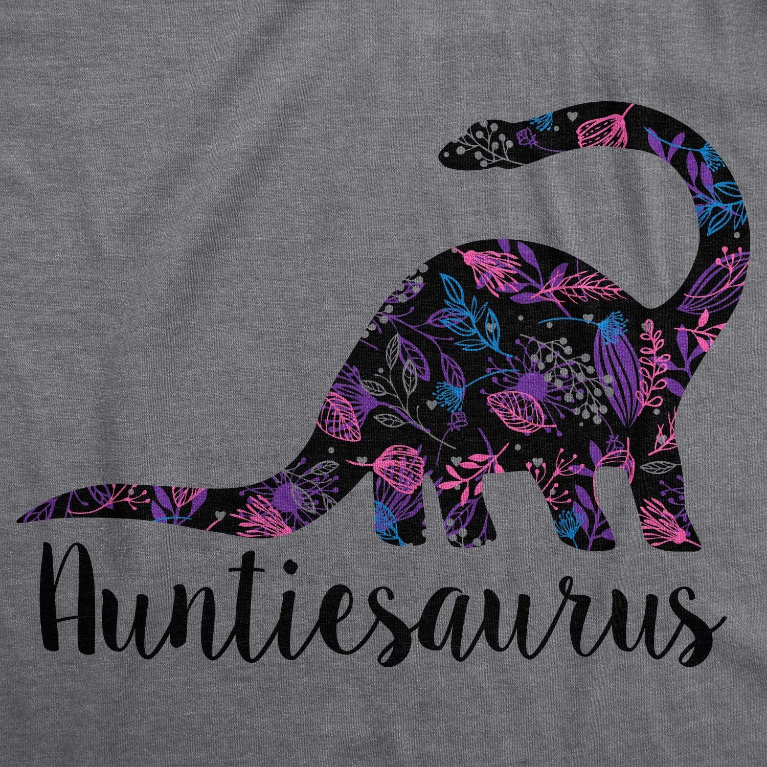imageWomens Auntiesaurus T Shirt Funny Kids Gift for Aunt Cute Graphic Dinosaur TopDark Heather Grey Auntiesaurus