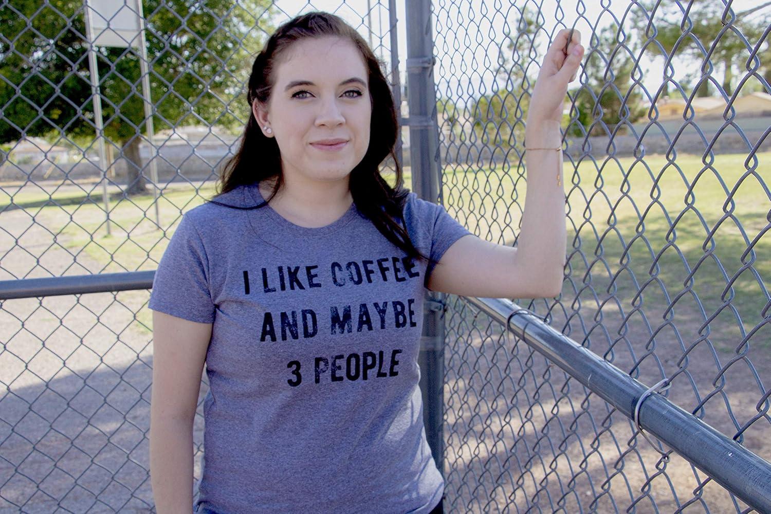imageWomens I Like Coffee and Maybe 3 People T Shirt Funny Sarcastic Tee for LadiesPink