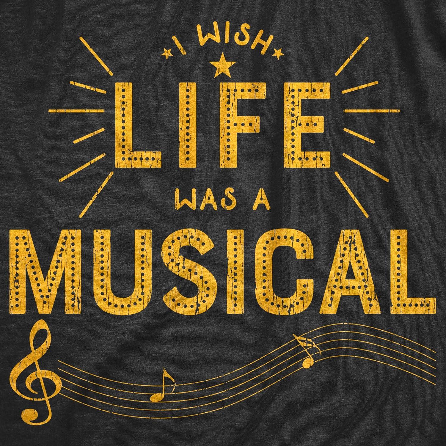 imageWomens I Wish Life was A Musical T Shirt Funny Theatre Song Dance Graphic TeeHeather Black