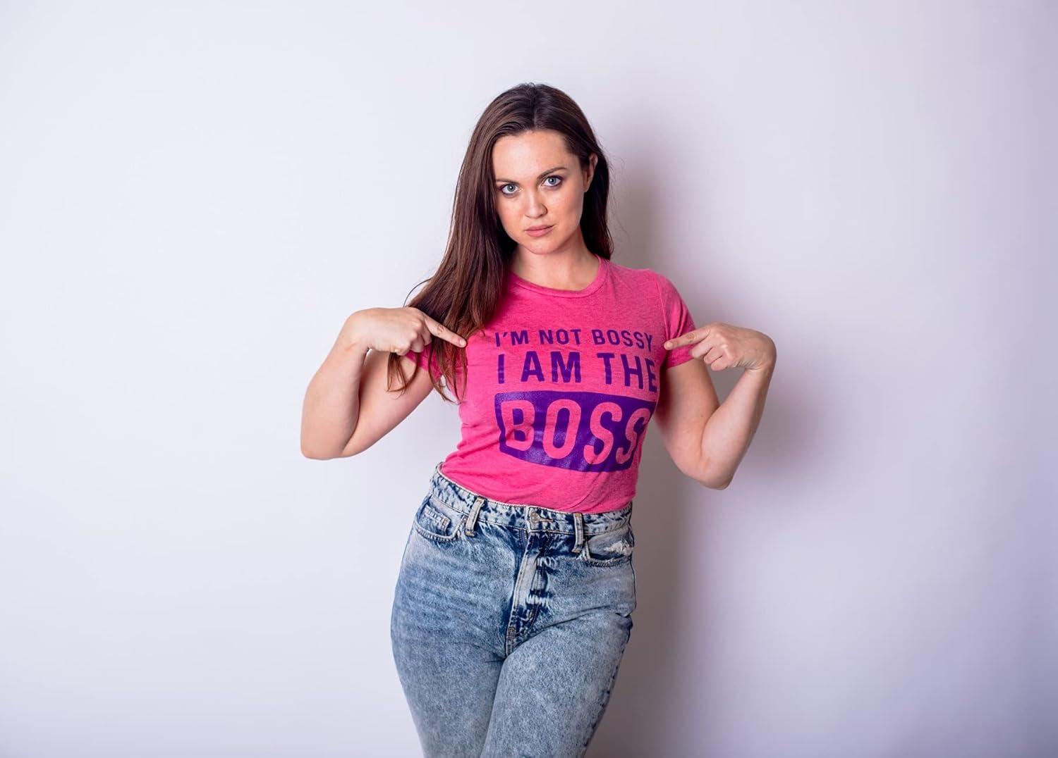 imageWomens Im Not Bossy I Am The Boss T Shirt Funny Sarcastic Girl Power Tee LadiesHeather Pink