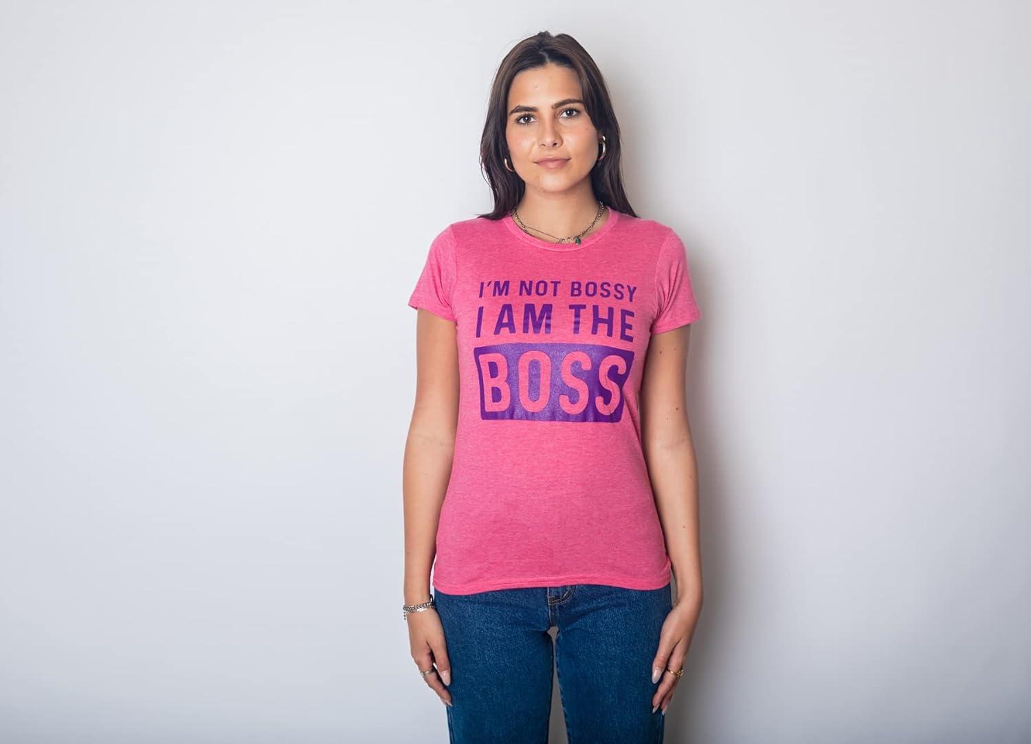imageWomens Im Not Bossy I Am The Boss T Shirt Funny Sarcastic Girl Power Tee LadiesHeather Pink