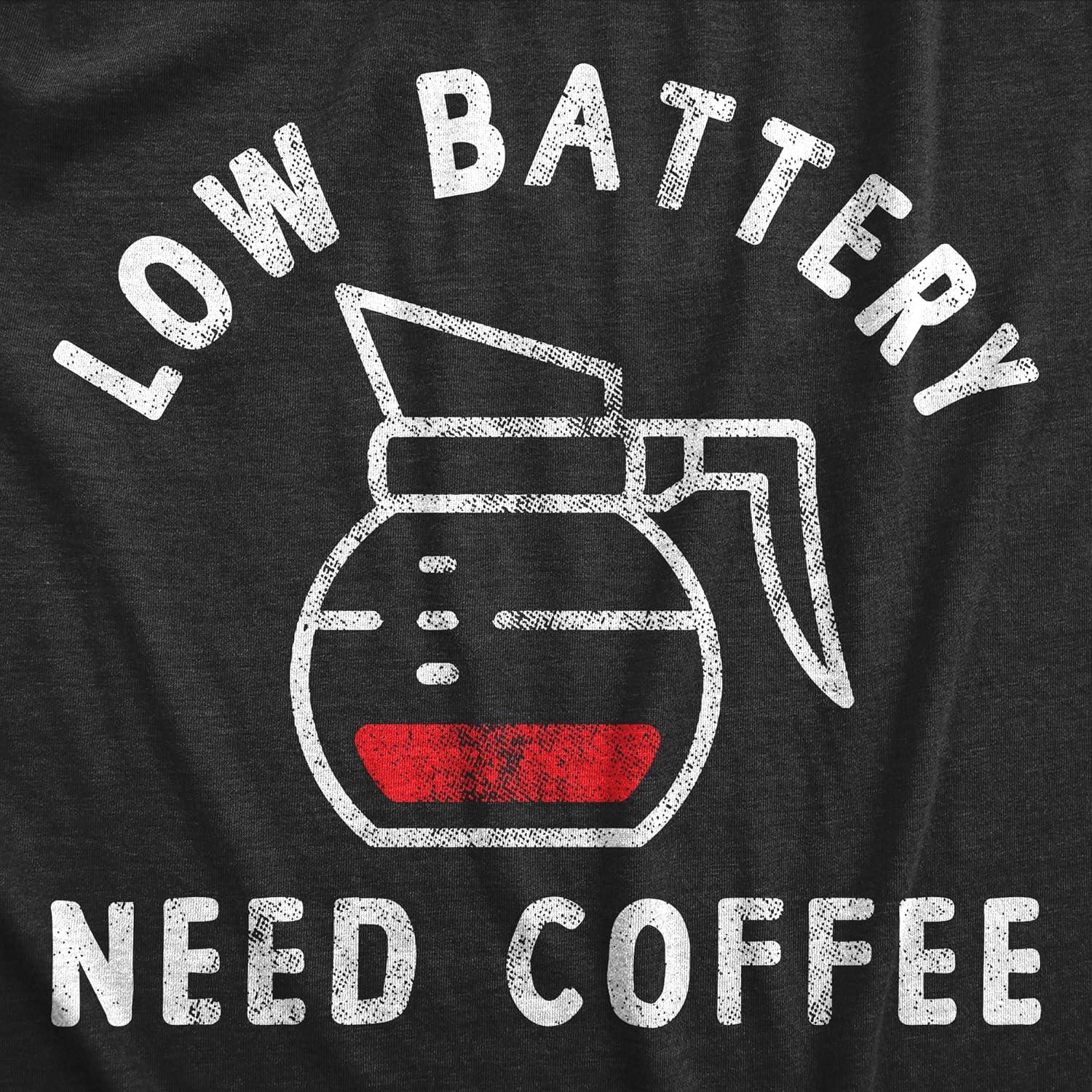 imageWomens Low Battery Need Coffee T Shirt Funny Sarcastic Low Power Bar Tee for LadiesHeather Black