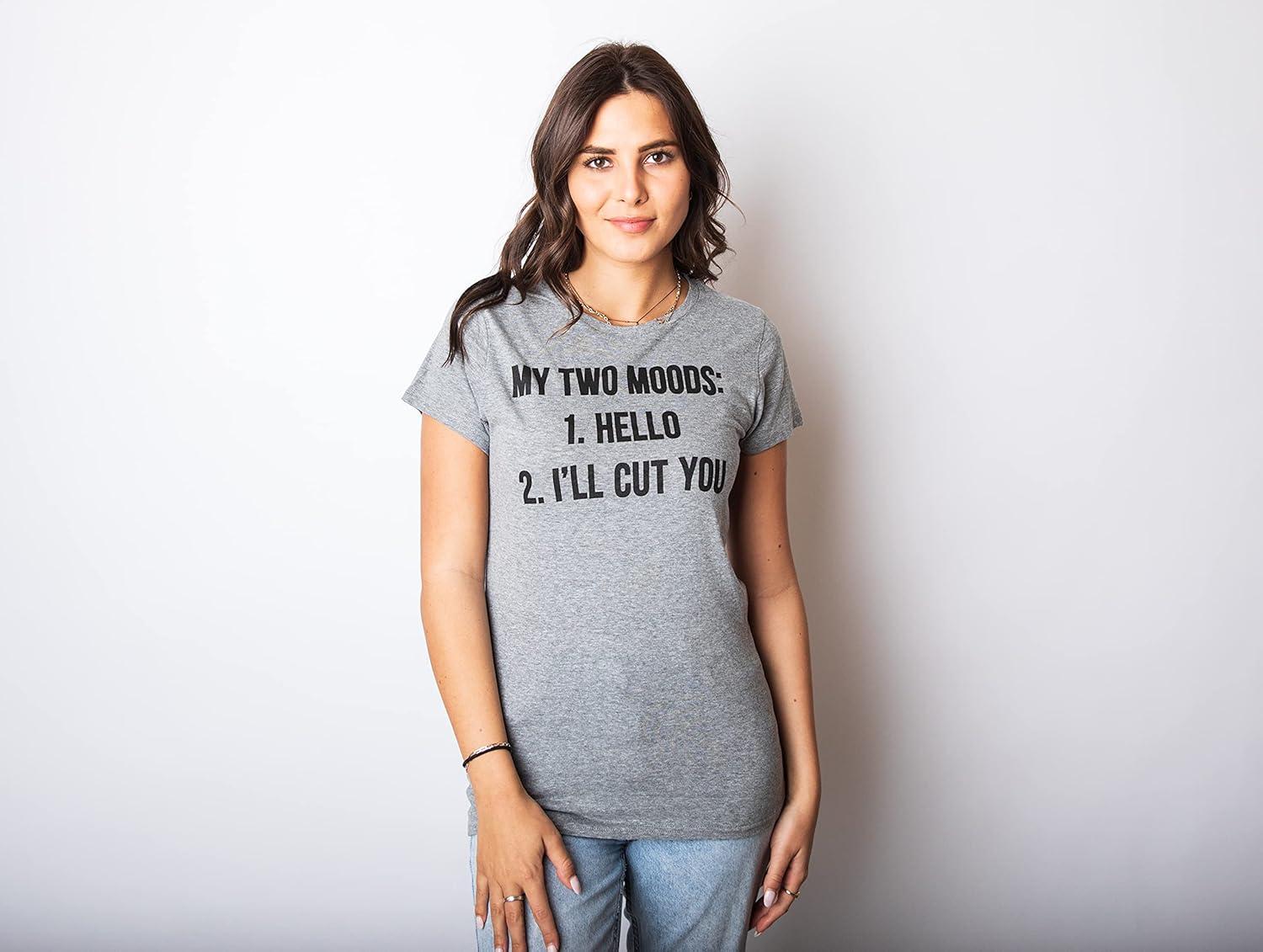imageWomens My Two Moods Funny T Shirt Novelty Humor Sarcastic Cool Graphic HilariousHeather Light Blue