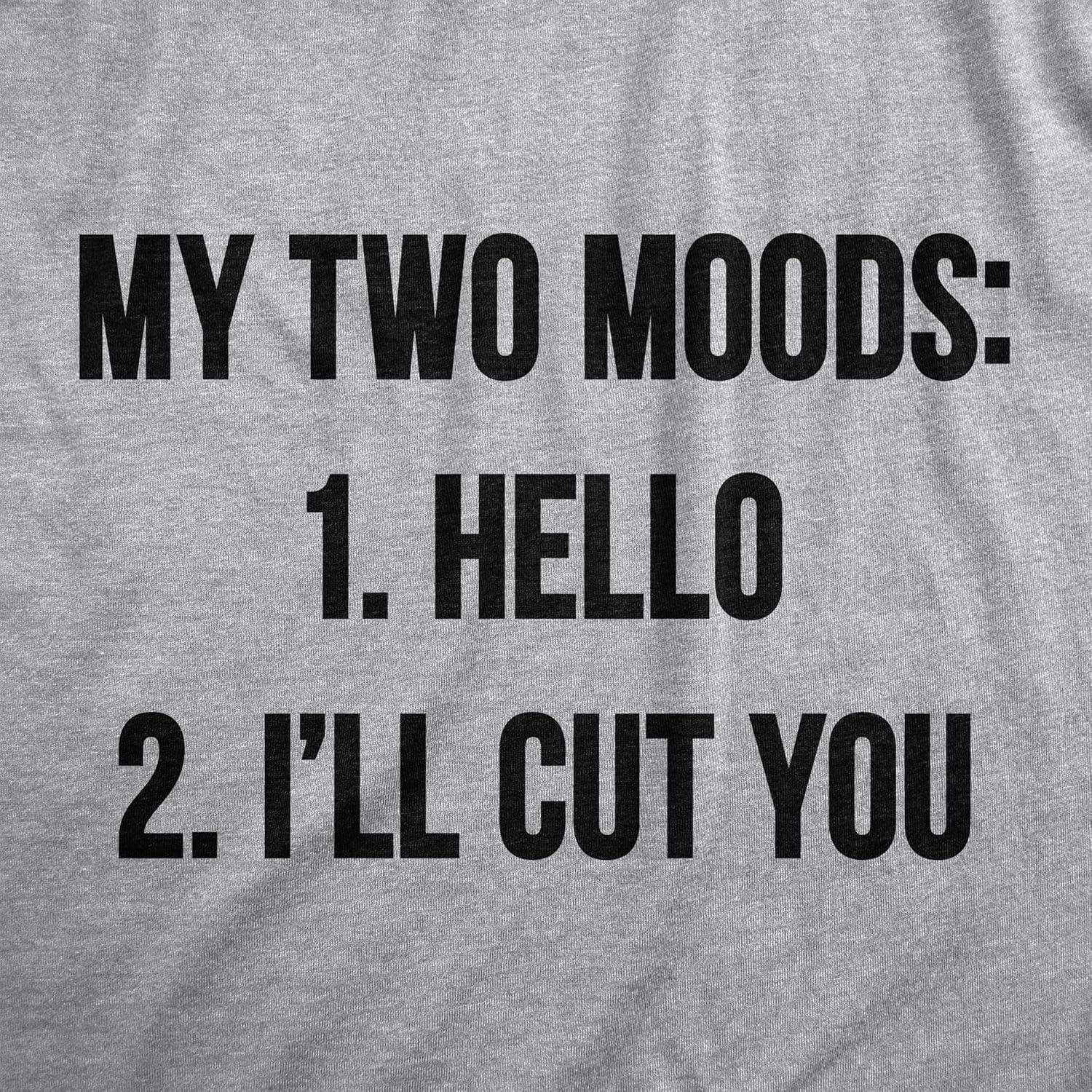 imageWomens My Two Moods VNeck Funny Sarcastic Text Shirt for LadiesLight Heather Grey