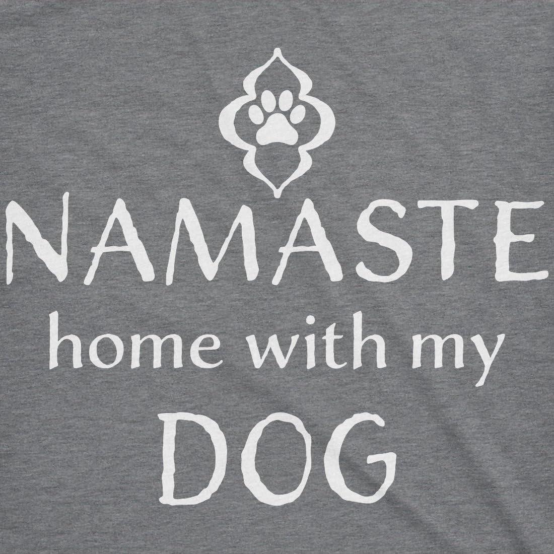 imageWomens Namaste Home with My Dog T Shirt Funny Yoga Puppy Owner Mom Ladies TeeDark Heather Grey