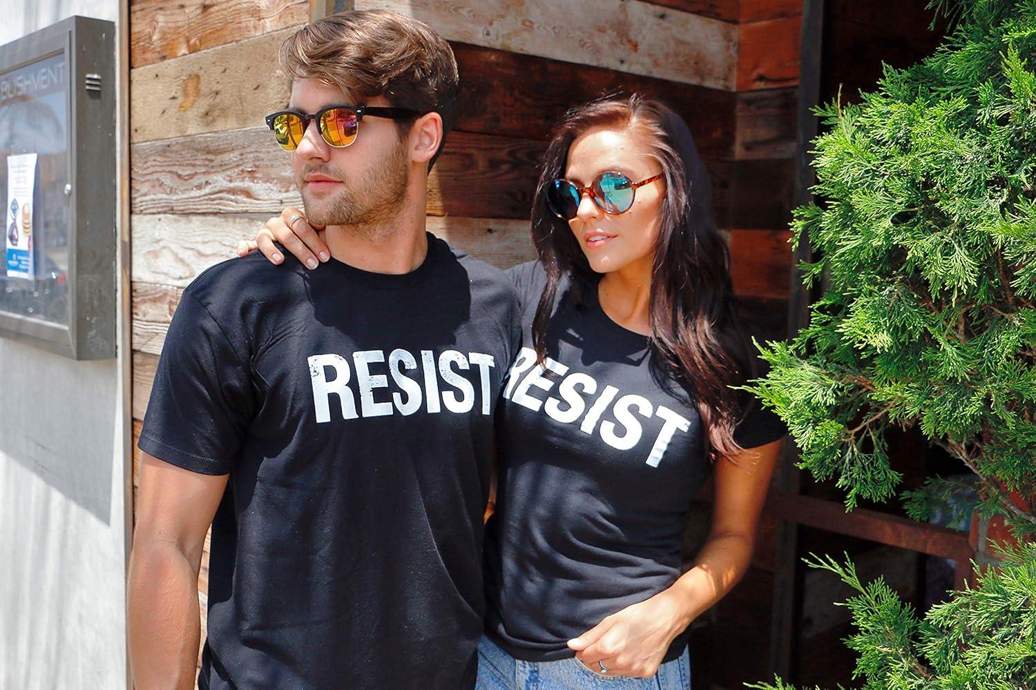 imageWomens Resist T Shirts Political Anti Authority Protest Tees Rebel Rally March TeeDark Heather Grey Resist
