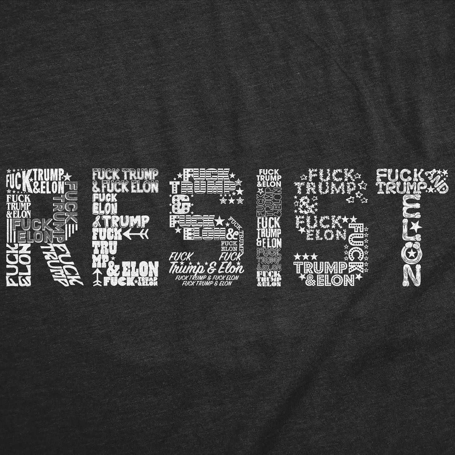 imageWomens Resist T Shirts Political Anti Authority Protest Tees Rebel Rally March TeeHeather Black Resist Trump Elon