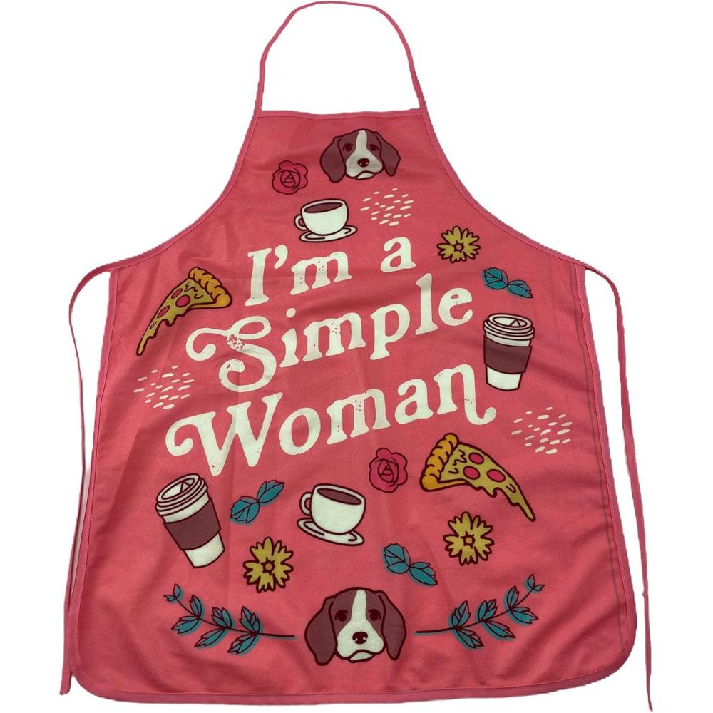 imageCrazy Dog TShirts Im A Simple Woman Apron Funny Coffee Dogs Pizza Graphic Novelty Kitchen Smock