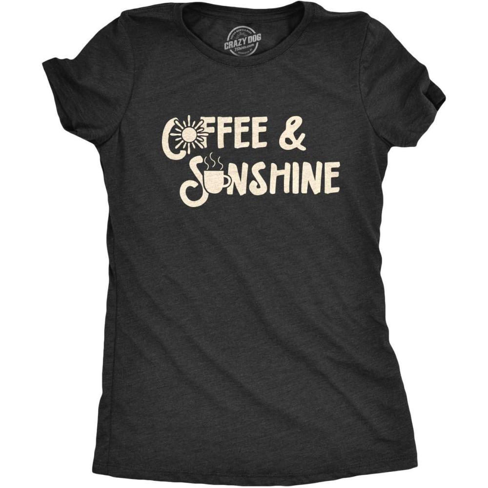 imageCrazy Dog TShirts Womens Coffee and Sunshine T Shirt Cute Tee for LadiesHeather Black