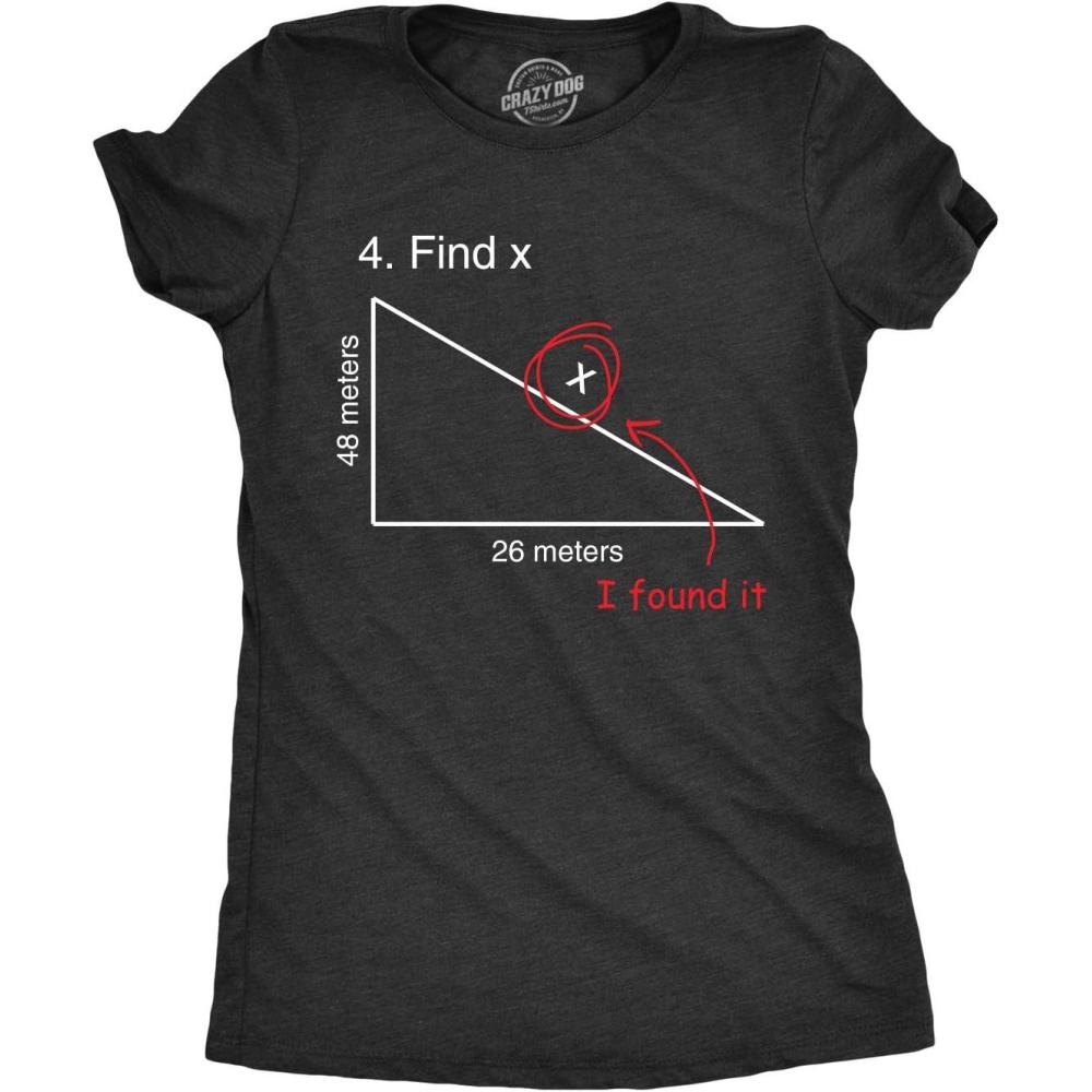 imageFind X T Shirt Funny Sarcastic Nerdy Math Test Teacher Tee for WomenHeather Black