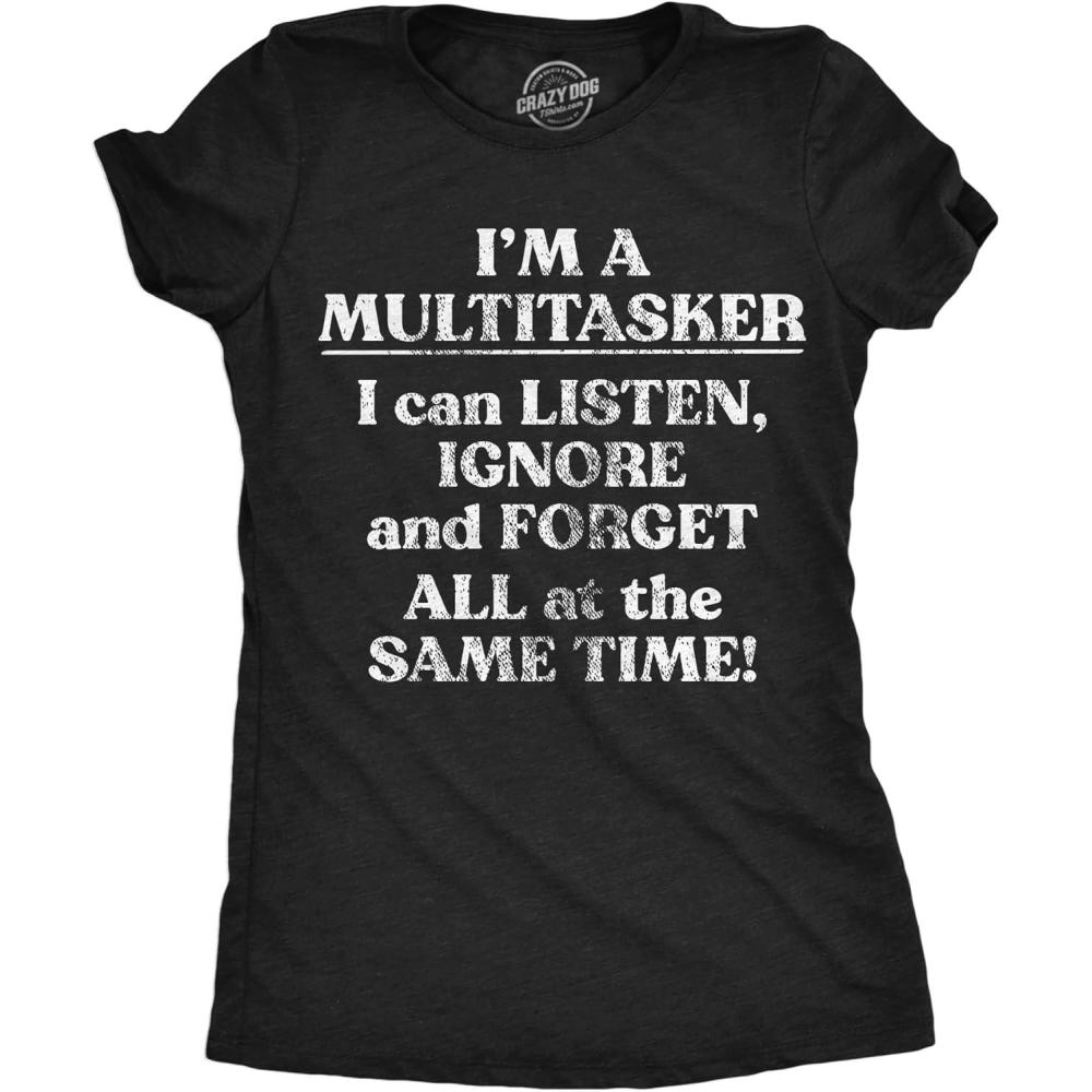imageFunny Badass Womens T Shirts Cool Sarcastic Graphic Tees for Ladies with SassHeather Black Im a Multitasker