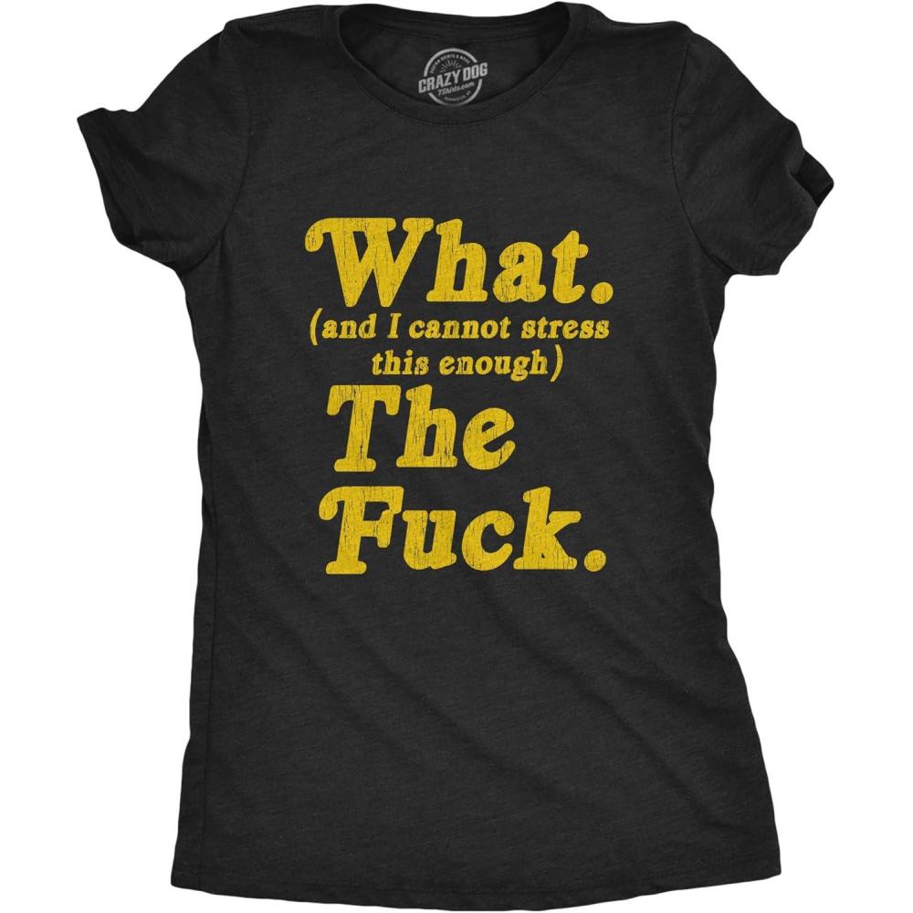 imageFunny Badass Womens T Shirts Cool Sarcastic Graphic Tees for Ladies with SassHeather Black Wtf