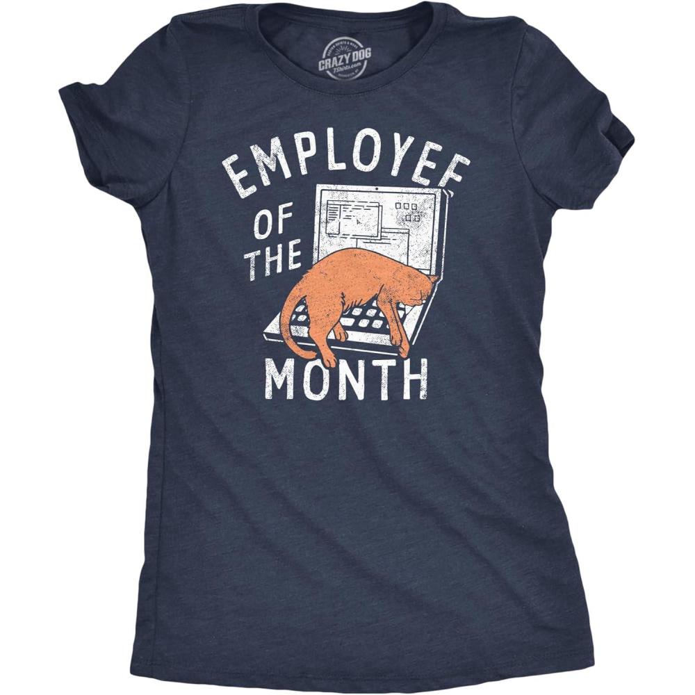 imageFunny Badass Womens T Shirts Cool Sarcastic Graphic Tees for Ladies with SassHeather Navy Employee of the Month