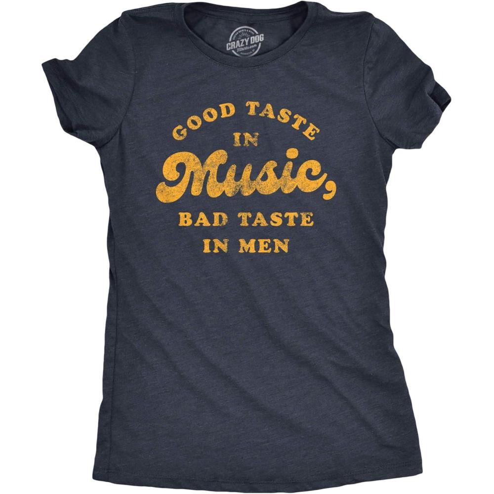 imageFunny Badass Womens T Shirts Cool Sarcastic Graphic Tees for Ladies with SassHeather Navy Good Music Bad Men