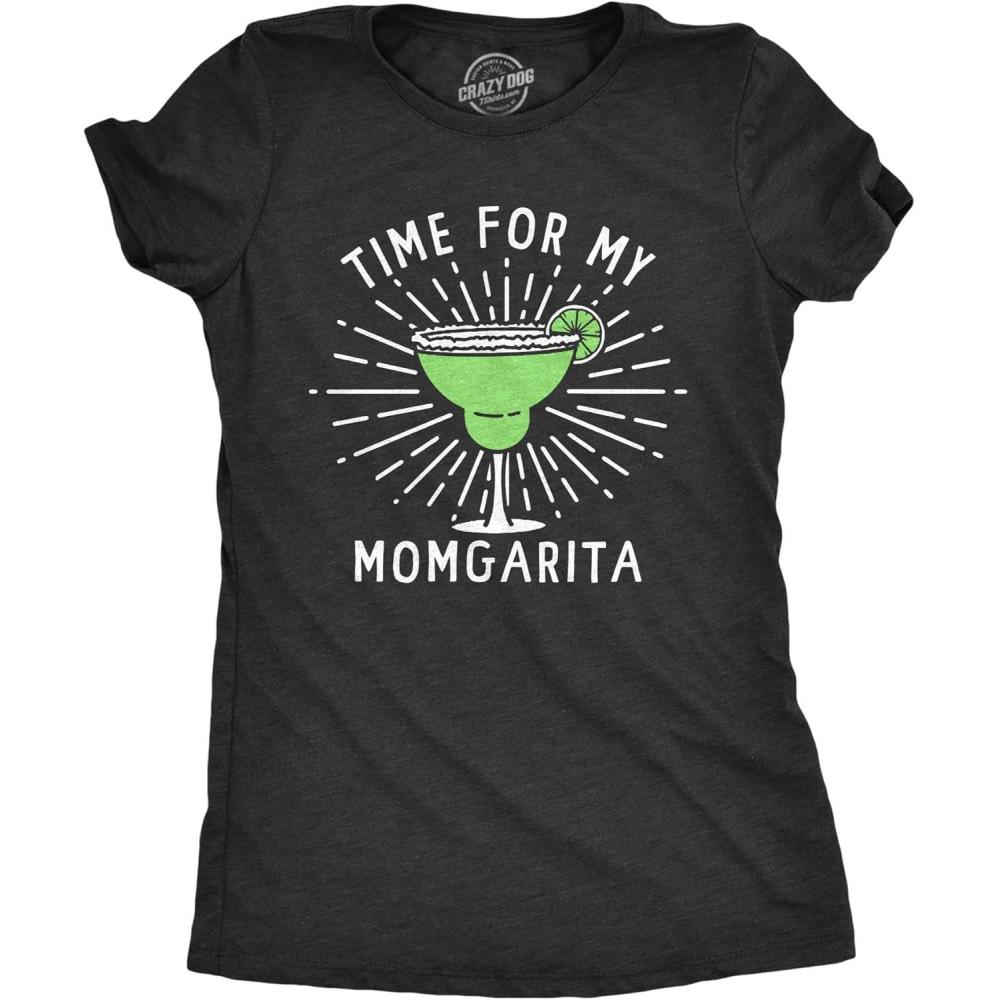 imageFunny Mom Shirts for Women with Cute Food Coffee and Drinking Jokes Funny tees for Mothers DayHeather Black Momgarita