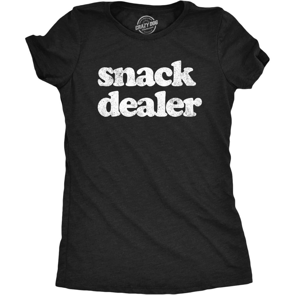 imageFunny Mom Shirts for Women with Cute Food Coffee and Drinking Jokes Funny tees for Mothers DayHeather Black Snack Dealer