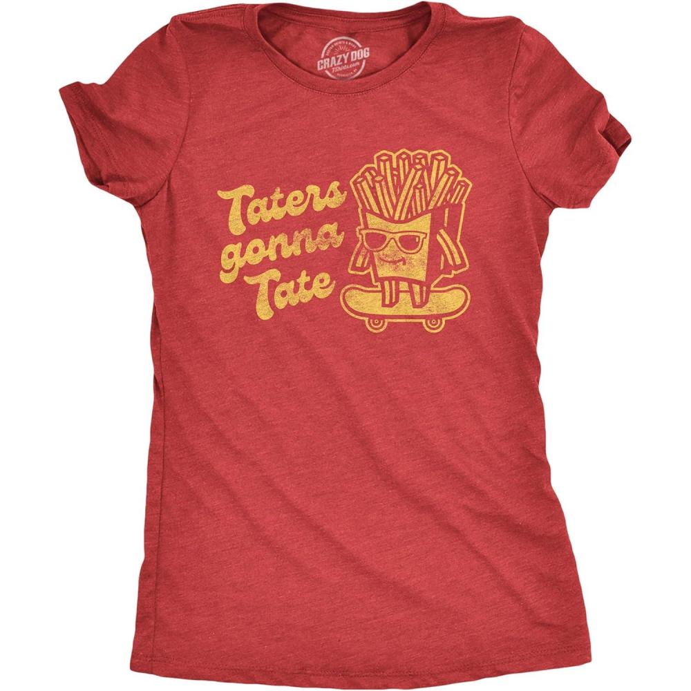 imageFunny Mom Shirts for Women with Cute Food Coffee and Drinking Jokes Funny tees for Mothers DayHeather Red Taters Tate