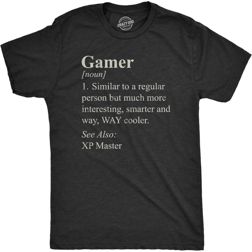imageMens Gamer Definition T Shirt Funny Video Games Lover Joke Tee for GuysHeather Black Gamer
