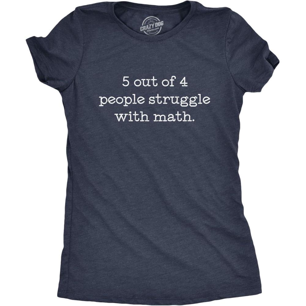 imageWomens 5 Out of 4 People Struggle with Math T Shirt Funny Nerdy School TeeHeather Navy 5 Out of 4
