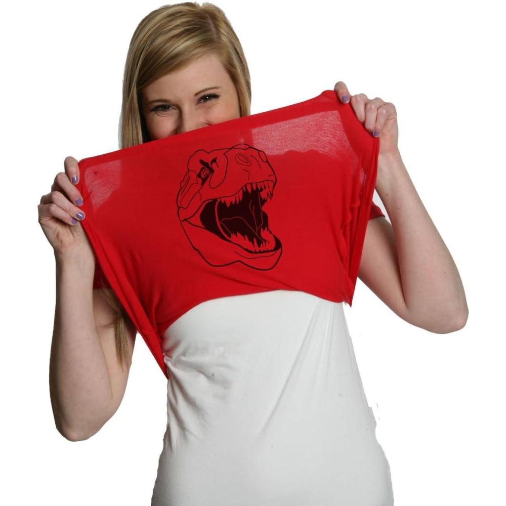 imageWomens Ask Me About My Trex T Shirt Funny Cool Dinosaur Flip Graphic Novelty TeeRed