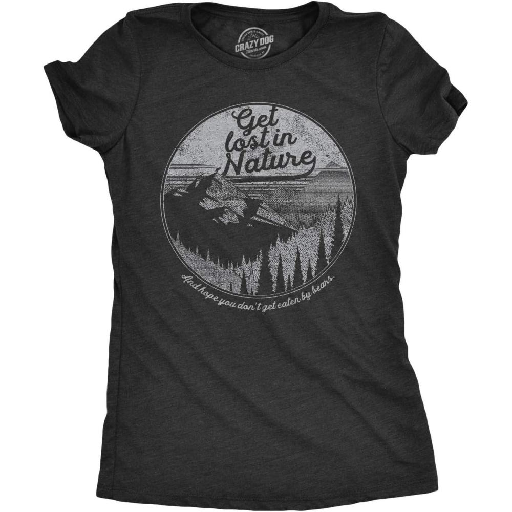 imageWomens Get Lost in Nature Tshirt Cool Outdoor Adventure Tee for LadiesHeather Black