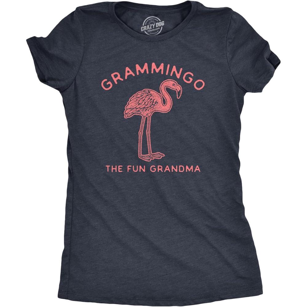 imageWomens Grammingo The Fun Grandma T Shirt Funny Flamingo Grandmother Graphic Novelty TeeHeather Navy