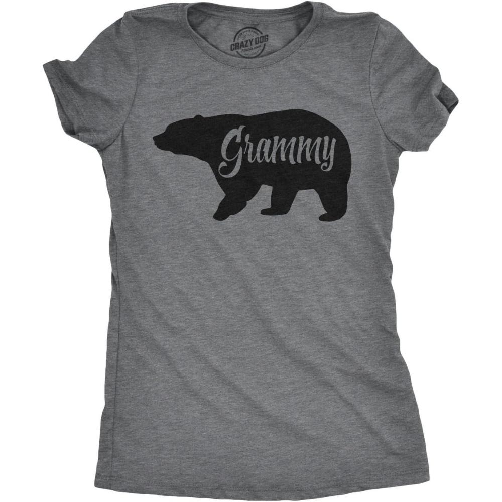 imageWomens Grammy Bear T Shirt Cute Family Matching Funny Cool Graphic Grandma TeeDark Heather Grey