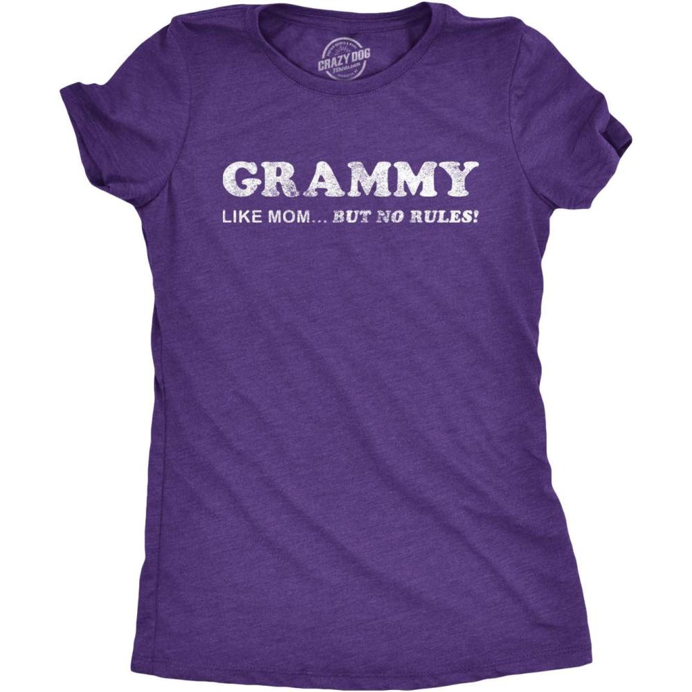 imageWomens Grammy Like Mom But No Rules T Shirt Funny Grandmother TeeHeather Purple