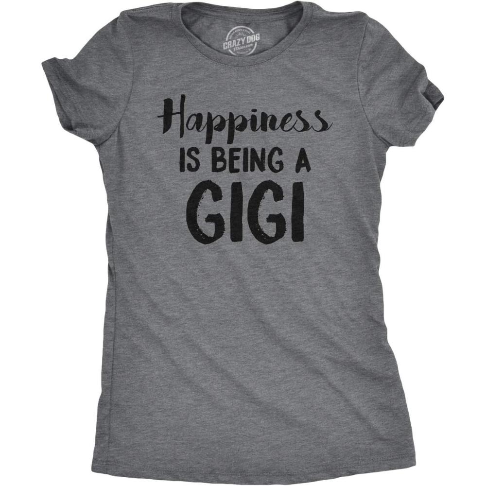 imageWomens Happiness is Being A Gigi T Shirt for Grandma Funny GrandmotherDark Heather Grey