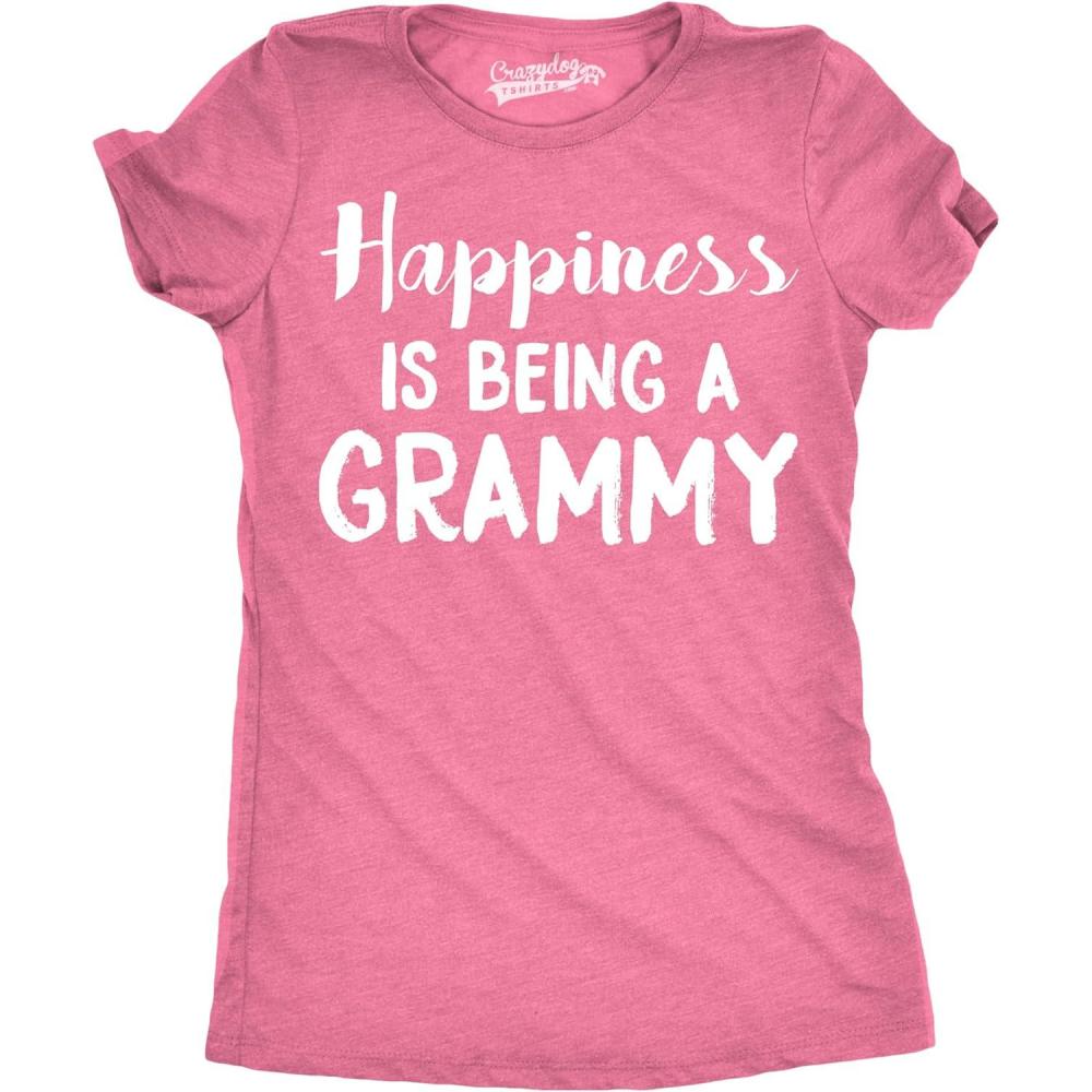 imageWomens Happiness is Being a Grammy Funny T Shirt Gift Grandmother for GrandmaPink