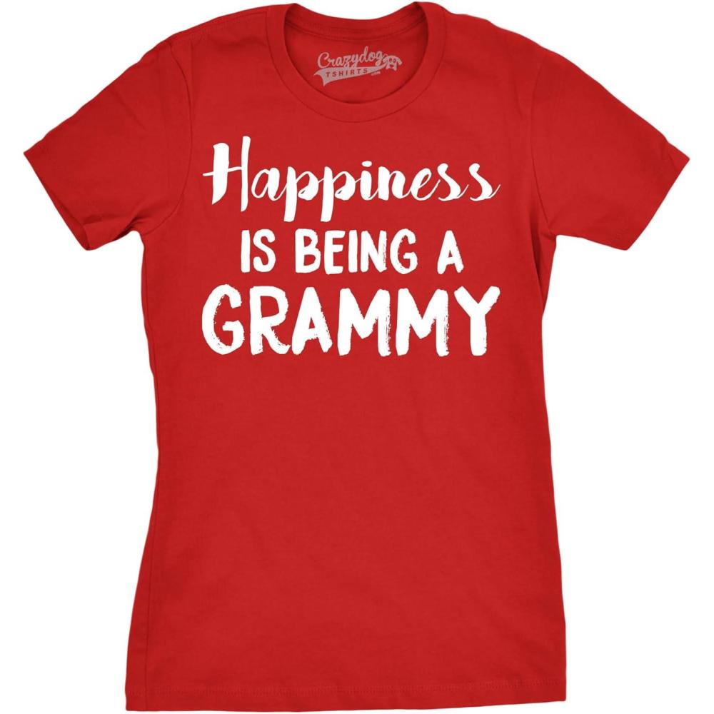 imageWomens Happiness is Being a Grammy Funny T Shirt Gift Grandmother for GrandmaRed