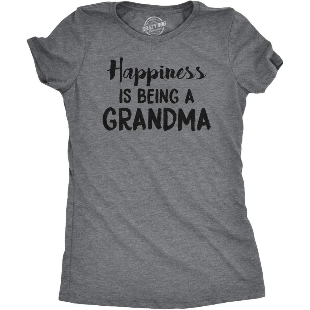 imageWomens Happiness is Being a Grandma T Shirt Funny Cute Nana Grandmother GiftDark Heather Grey