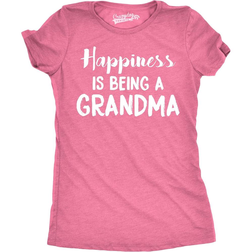 imageWomens Happiness is Being a Grandma T Shirt Funny Cute Nana Grandmother GiftPink