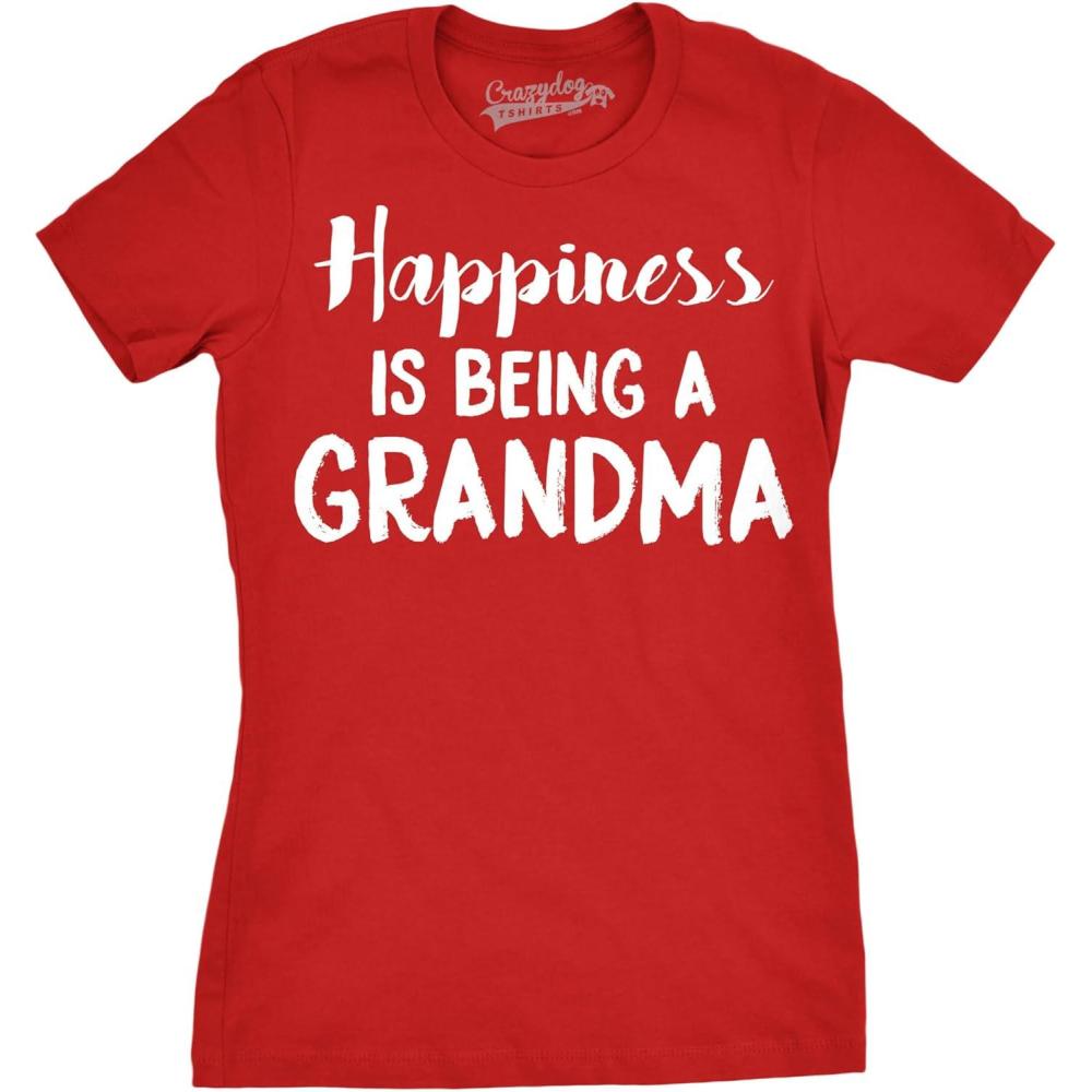 imageWomens Happiness is Being a Grandma T Shirt Funny Cute Nana Grandmother GiftRed