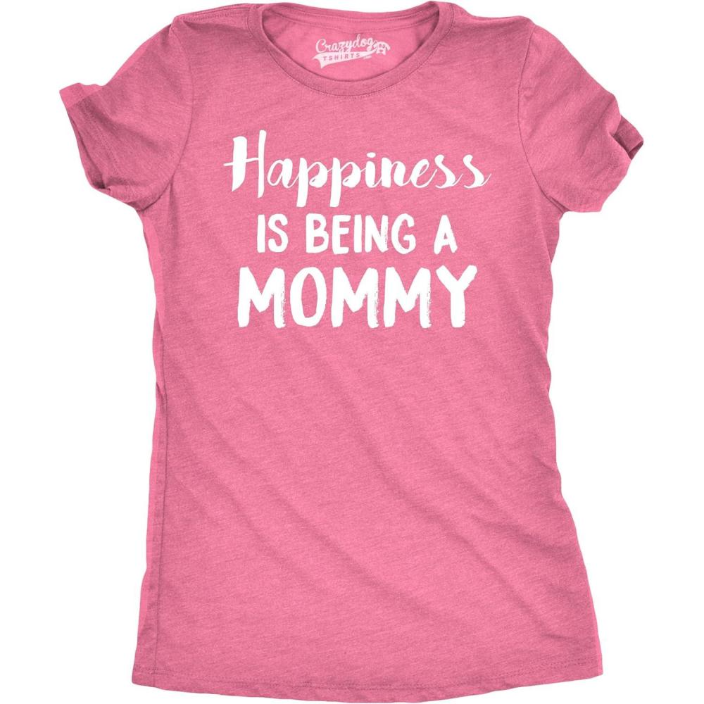 imageWomens Happiness is Being a Mommy Funny Family T Shirt for MomsPink
