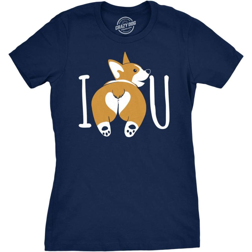 imageWomens I Corgi Butt You T Shirt Funny Dog Lover Tee for LadiesNavy