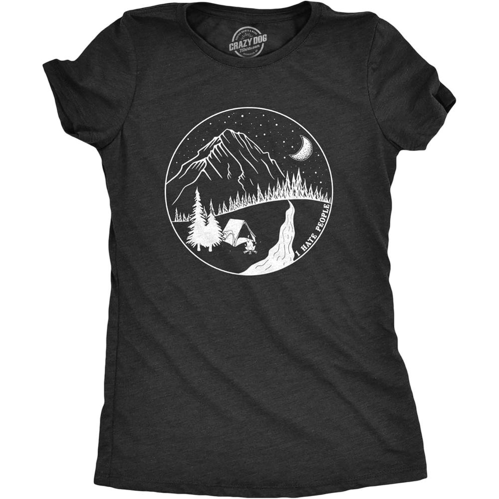 imageWomens I Hate People Camping T Shirt Funny Outdoors Sarcastic Tee for LadiesHeather Black