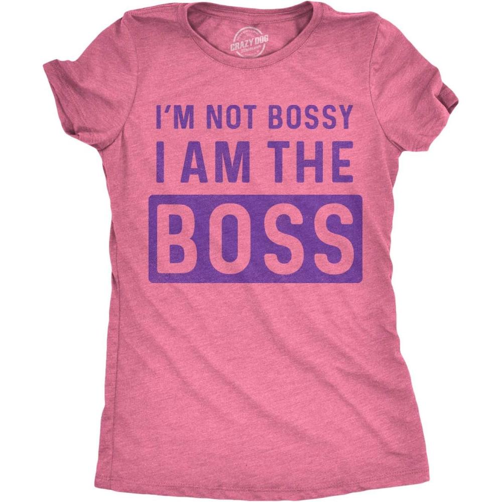 imageWomens Im Not Bossy I Am The Boss T Shirt Funny Sarcastic Girl Power Tee LadiesHeather Pink