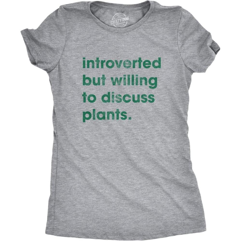 imageWomens Introverted But Willing to Discuss Plants T Shirt Funny Gardening TeeLight Heather Grey