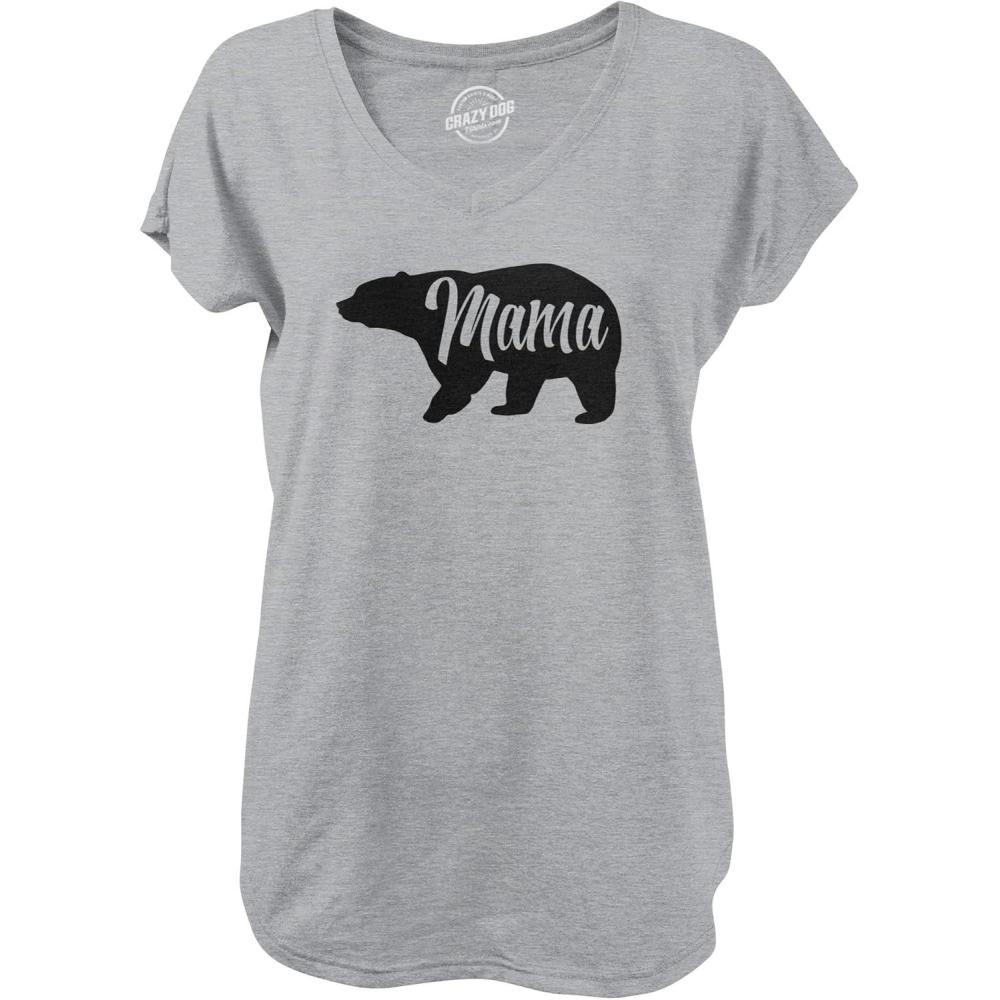 imageWomens Mama Bear VNeck Cute Funny Best Mom of Boys Girls Cool Mother Novelty Shirt for LadiesLight Heather Grey