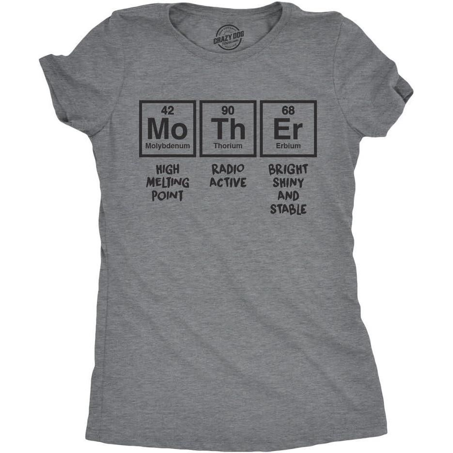 imageWomens Mother Periodic Table T Shirt Funny Novelty Graphic Mothers Day Tee NerdyDark Heather Grey