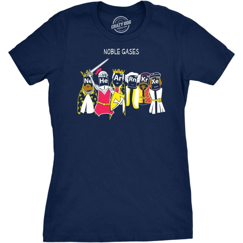 imageWomens Noble Gases Science T Shirt Funny Nerdy Tee for Geeks Cool GraphicNavy